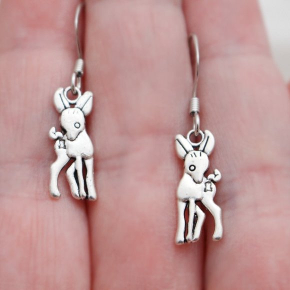 Tiny Deer Charm Earrings - Picture 6 of 8